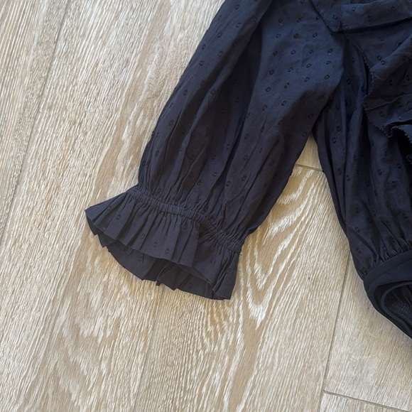 Farm Rio Black Eyelet Ruffle Bodysuit S - Picture 5 of 12